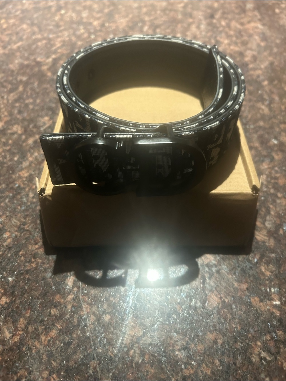 Dior Black Monogram Double-Ring Belt